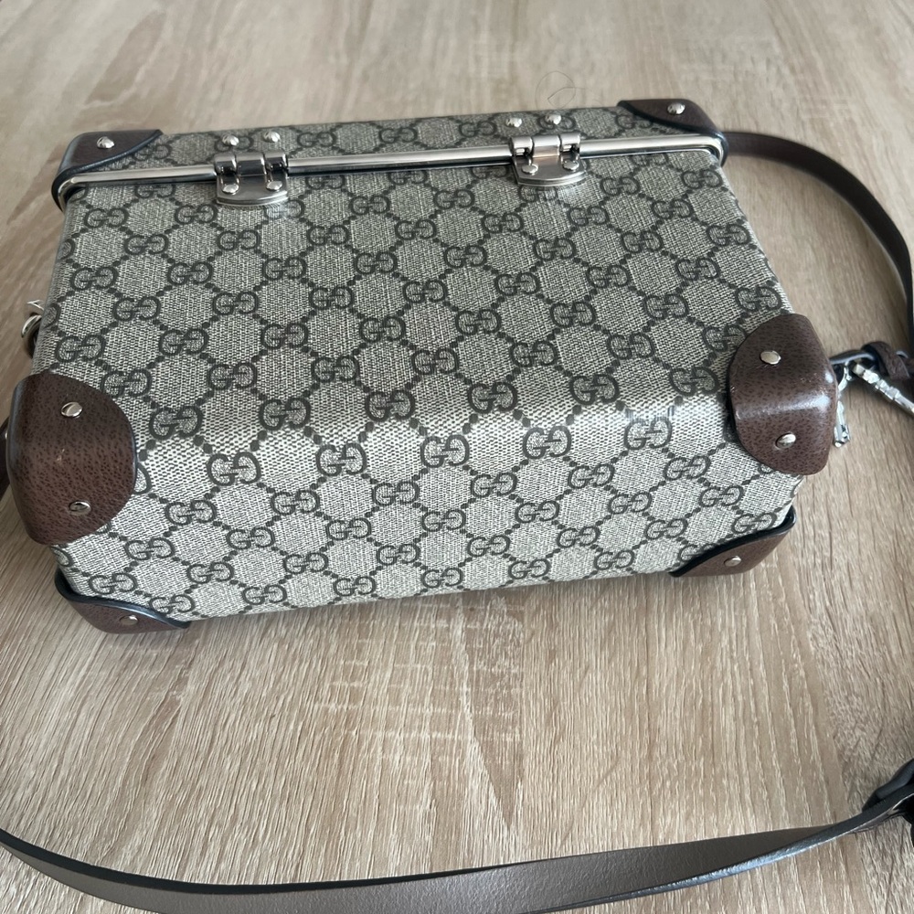 Like New Gucci Supreme Beige and Brown Monogram Globe Trotter Vanity Bag - Picture 7 of 9